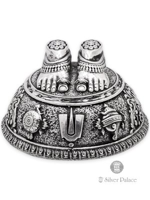 925 Oxidised Silver Perumal Patham For This Purattasi - Silver Palace