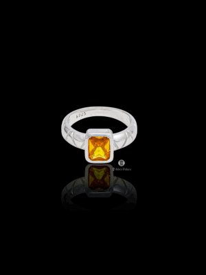 925 Sterling Silver Square Type Yellow Stone Rashi Ring For Unisex ...