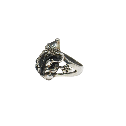 92.5 Silver Ganesha Gens Oxidised Ring - Silver Palace