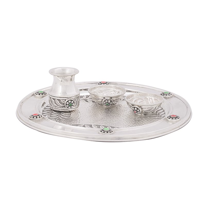 925 PURE SILVER ANTIC ROLI CHAVAL ARTHI PLATE