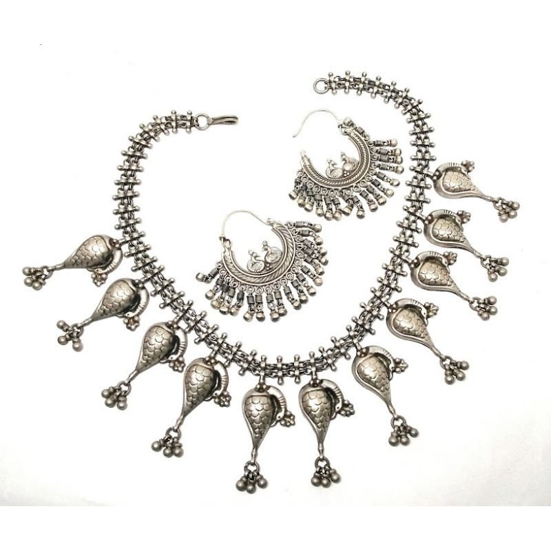 SILVER 925 OXIDISED PEACOCK CHOKER NECKLACE FOR WOMEN  