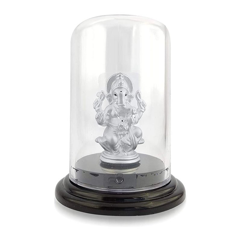 Pure Silver Ganesha/vinayaka Beautiful Idol For Car Dashboard Silver