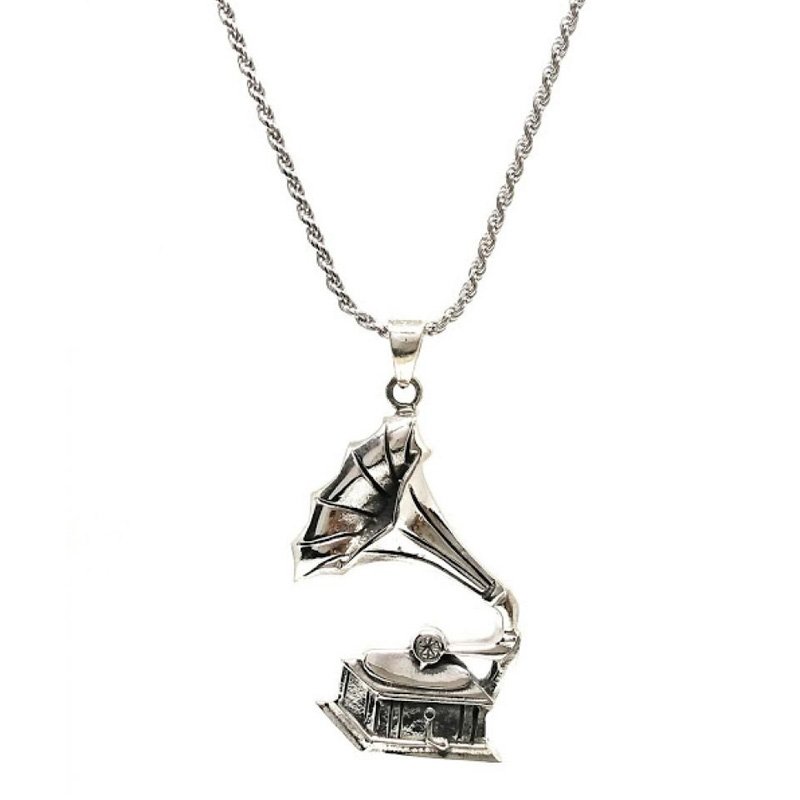SILVER GRAMAPHONE PENDANT FOR MUSIC LOVERS 