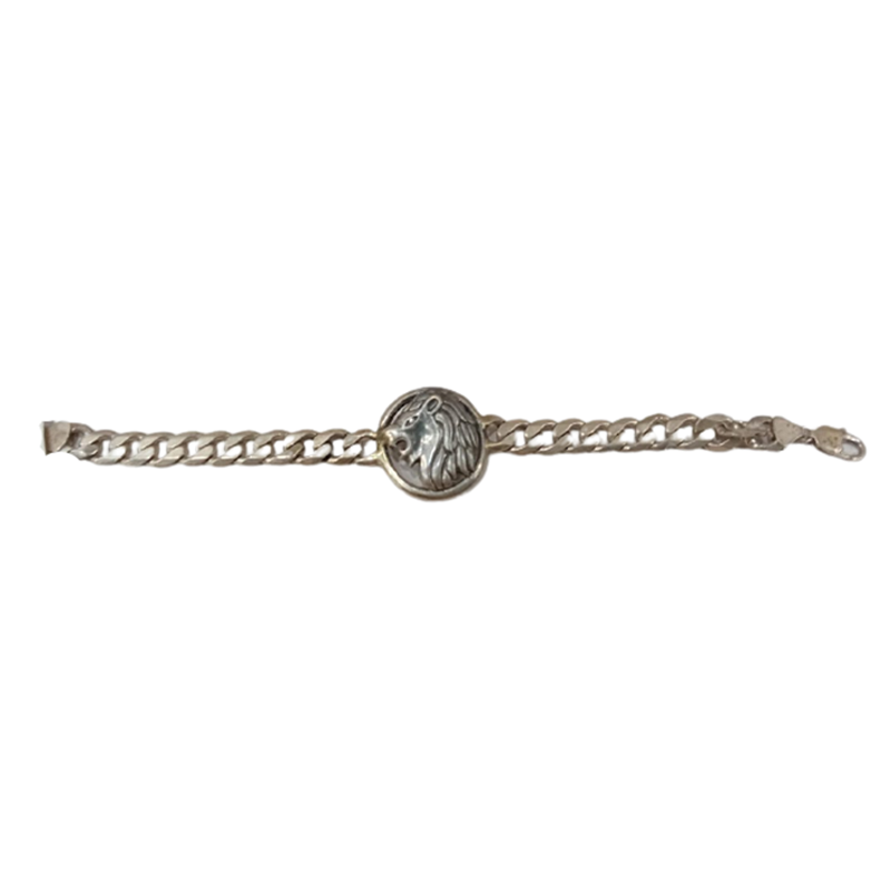 Mens Linked Lion head silver bracelet  Abaran Timeless Jewellery PvtLtd