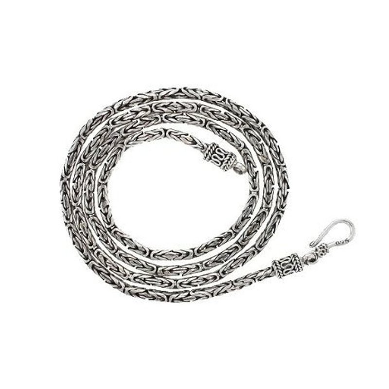 PURE SILVER BYZANTINE CHAIN FOR MEN IN ANTIC FINISH