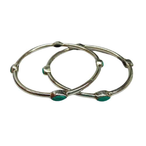 92.5 SILVER TRADITIONAL TURQUOISE STONE BANGLE FOR PRINCESS