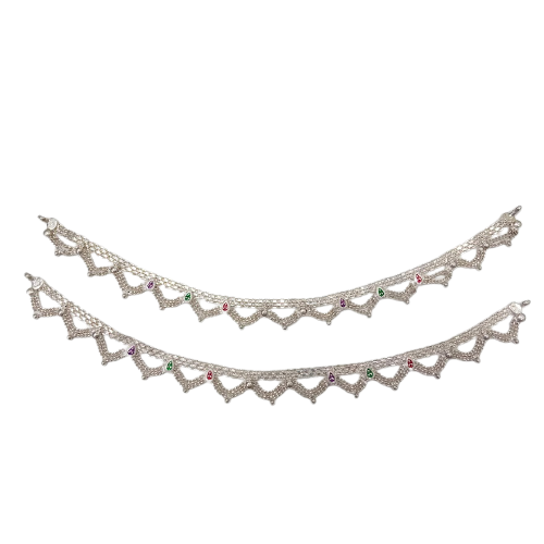 92.5 SILVER LATEST DESIGNS ANKLET FOR GIRLS 