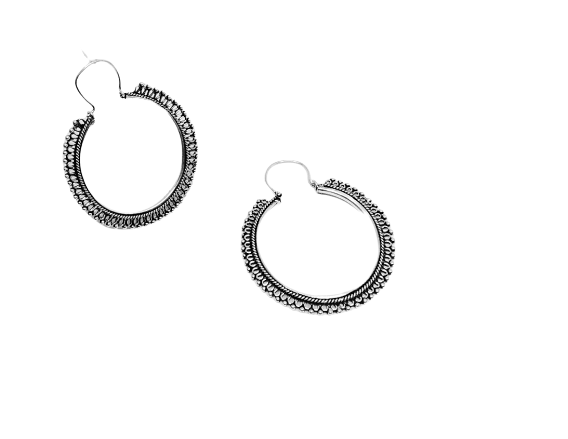 92.5 OXIDISED SILVER SOLID ROUND DROP EARRINGS FOR GIRLS 