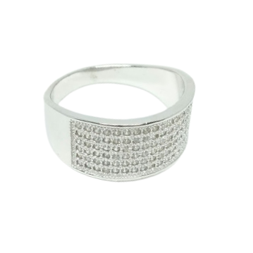 STERLING SILVER STYLISH PAVE SETTING RING FOR MEN