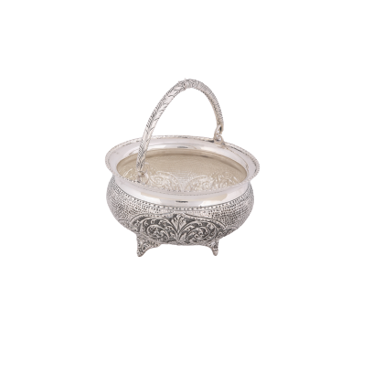 ANTIQUE SILVER BASKET WITH HANDLE