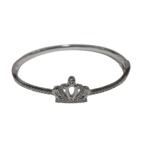 92.5 SILVER CROWN CUFF BANGLE FOR GIRLS 