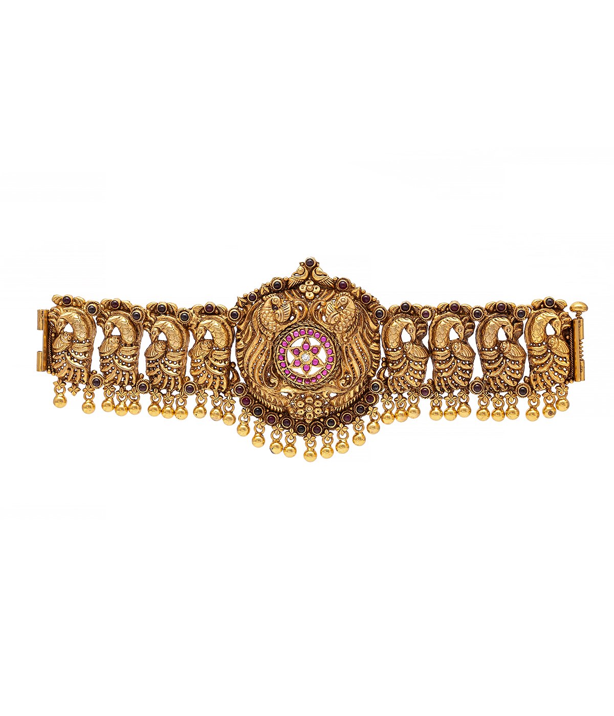 92.5 Silver With Gold Polish Golden Stone Studded Traditional Flower Theme  Adjustable Waist Belt(multi) For Women/girls To Wear On Saree - Silver  Palace