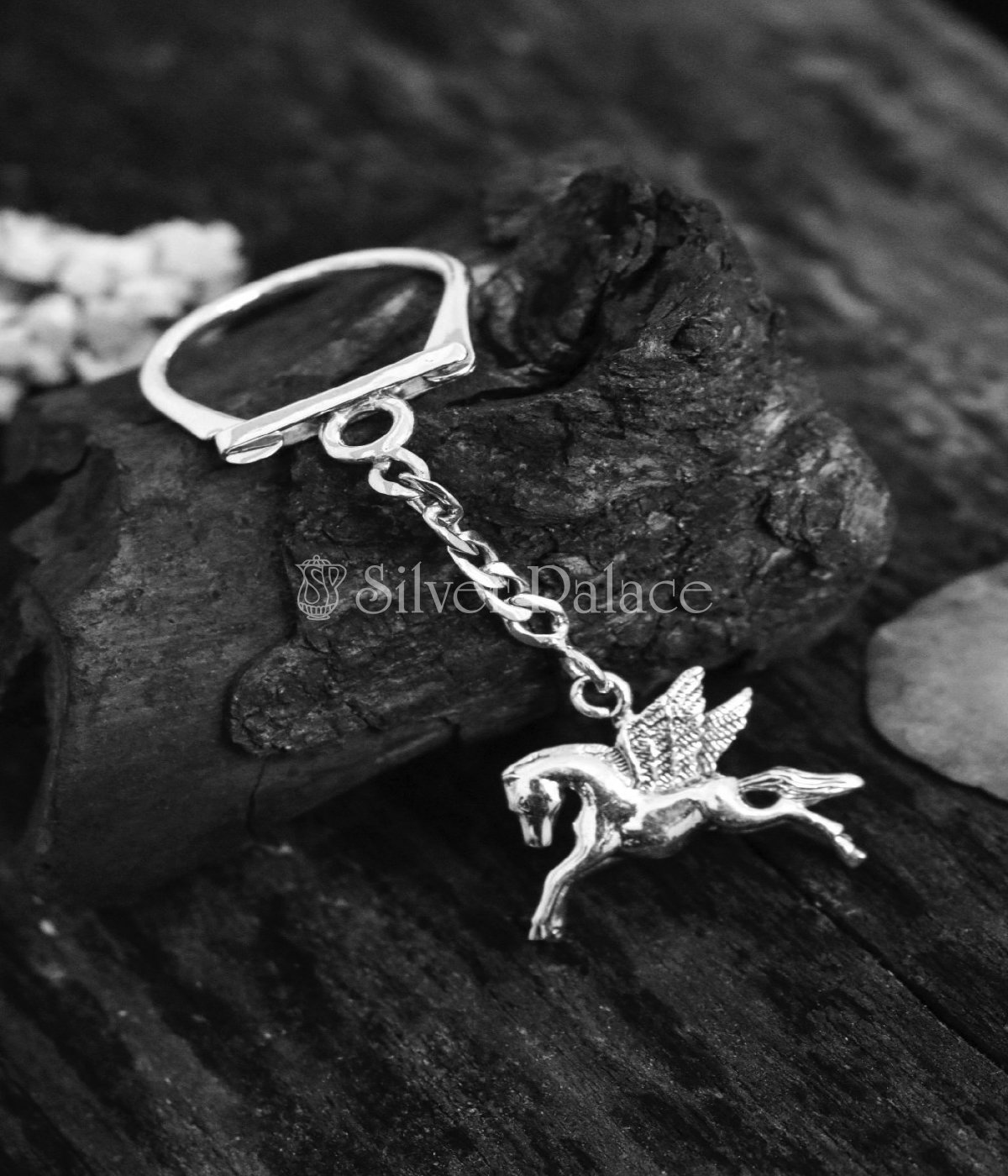 Silver Flying Horse Keychain For Men - Silver Palace