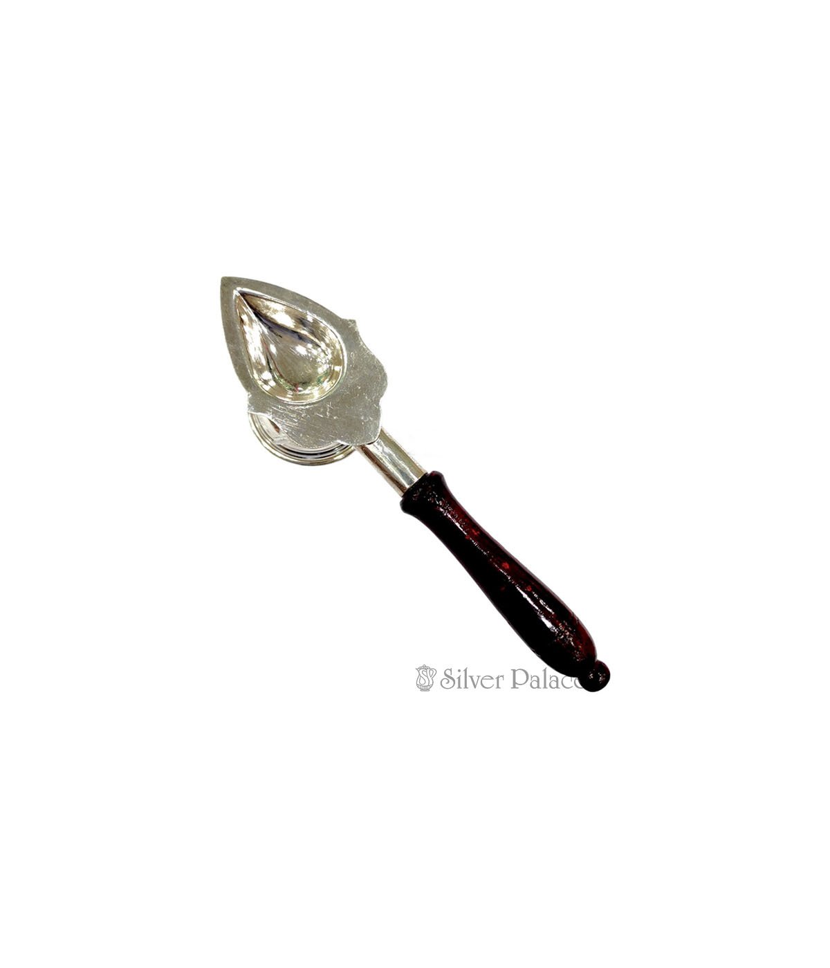 PURE SILVER SINGLE ARTHI WITH WOODEN HANDLE