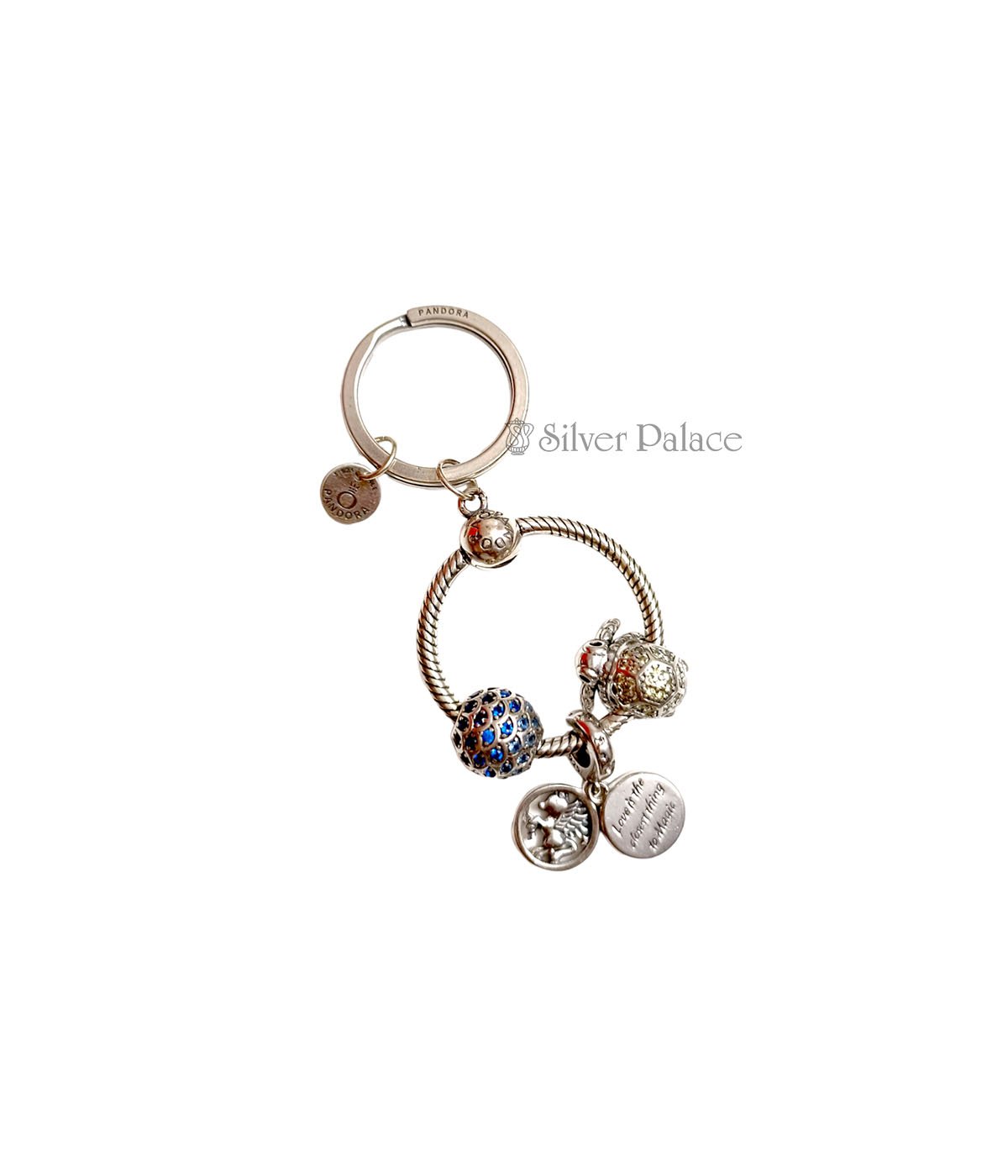 STERLING SILVER WORD ENGRAVED PANDORA KEYCHAIN