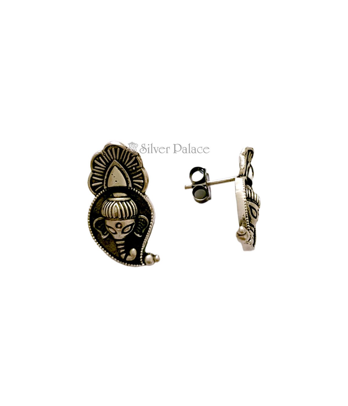 Silver Radhe Collection Ganesha Earrings For Girls - Silver Palace