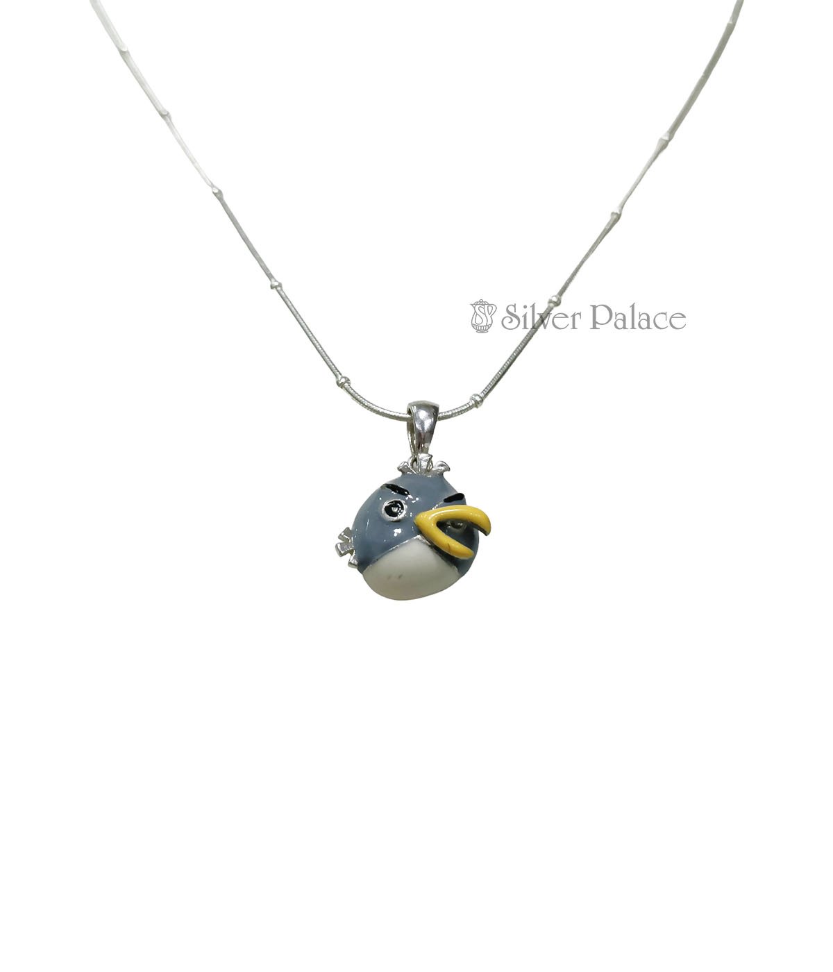 92.5 STERLING SILVER GREY ANGRY BIRD PENDANT