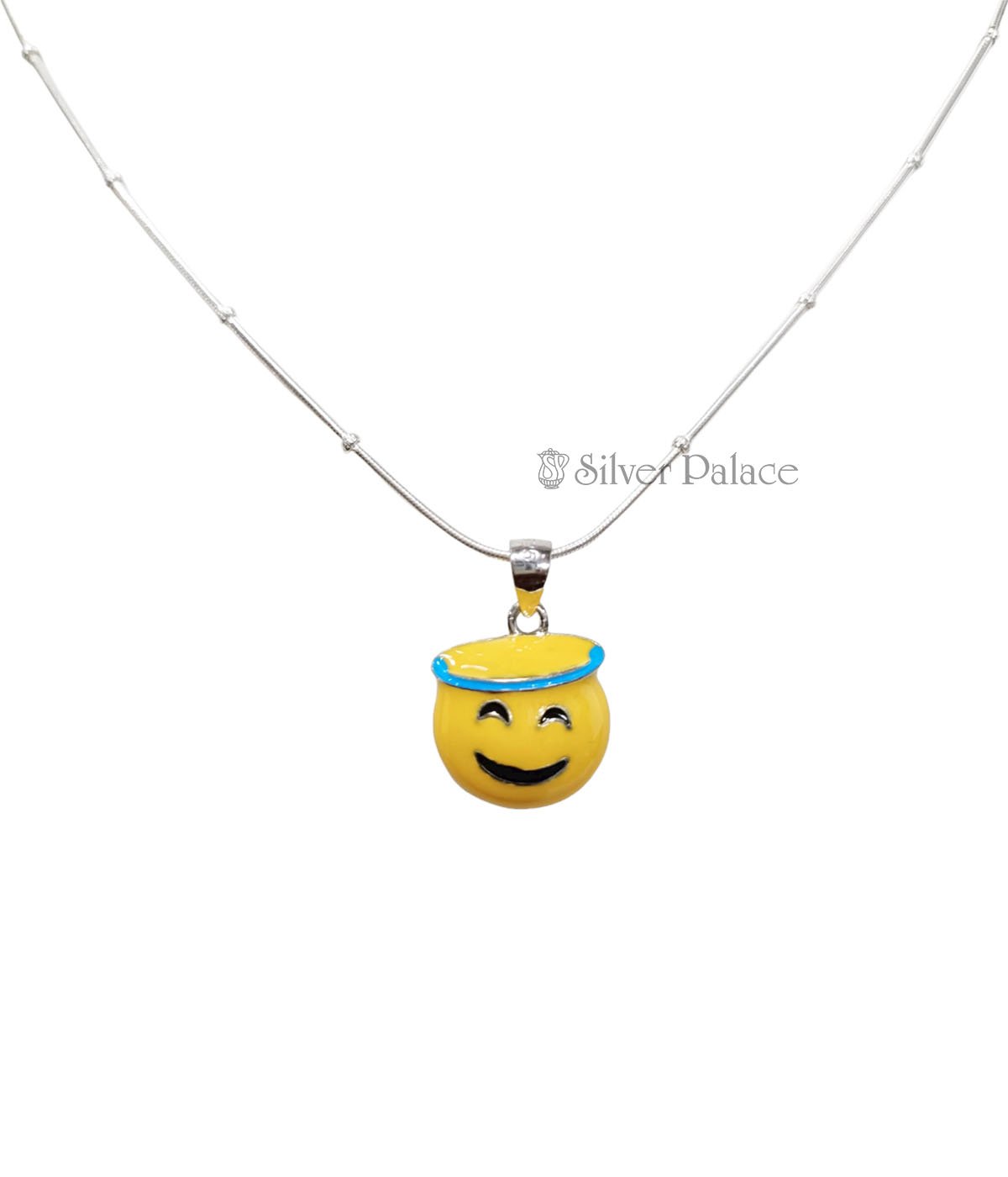 92.5 STERLING SILVER SMILING FACE WITH HALO PENDANT 