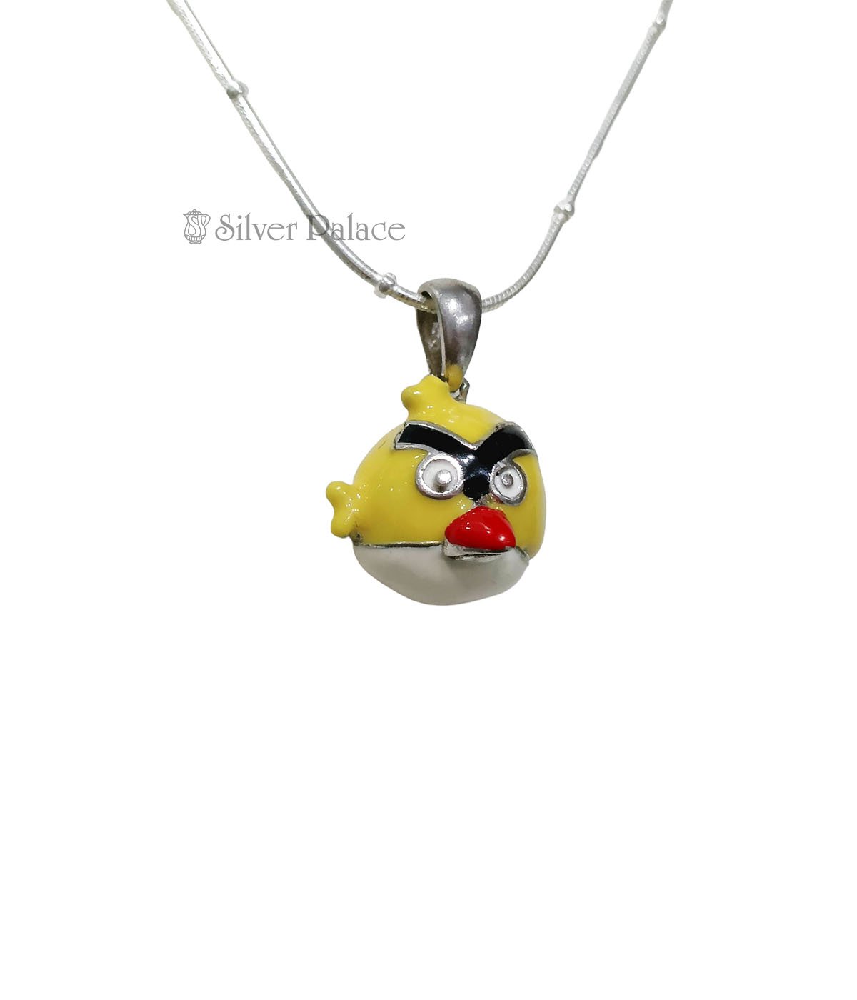 92.5 Sterling Silver Yellow Angry Bird Pendant Chain - Silver Palace