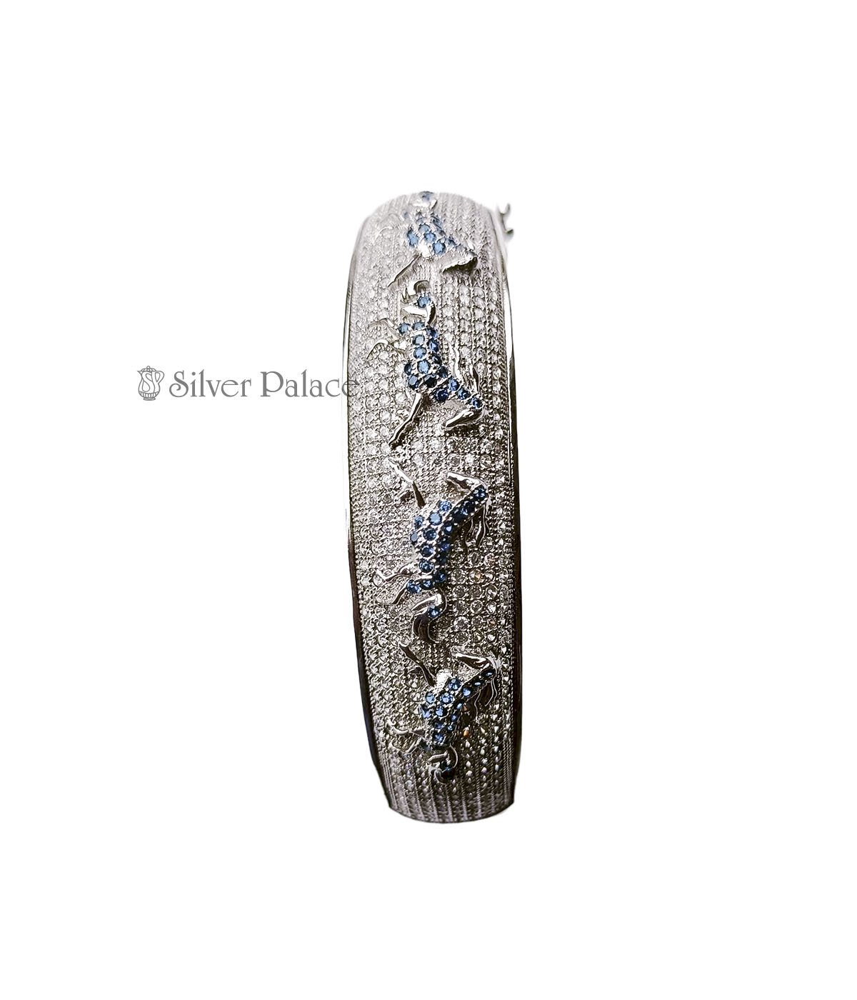 Sterling Silver Cubic Zirconia Horse Kada Silver Palace