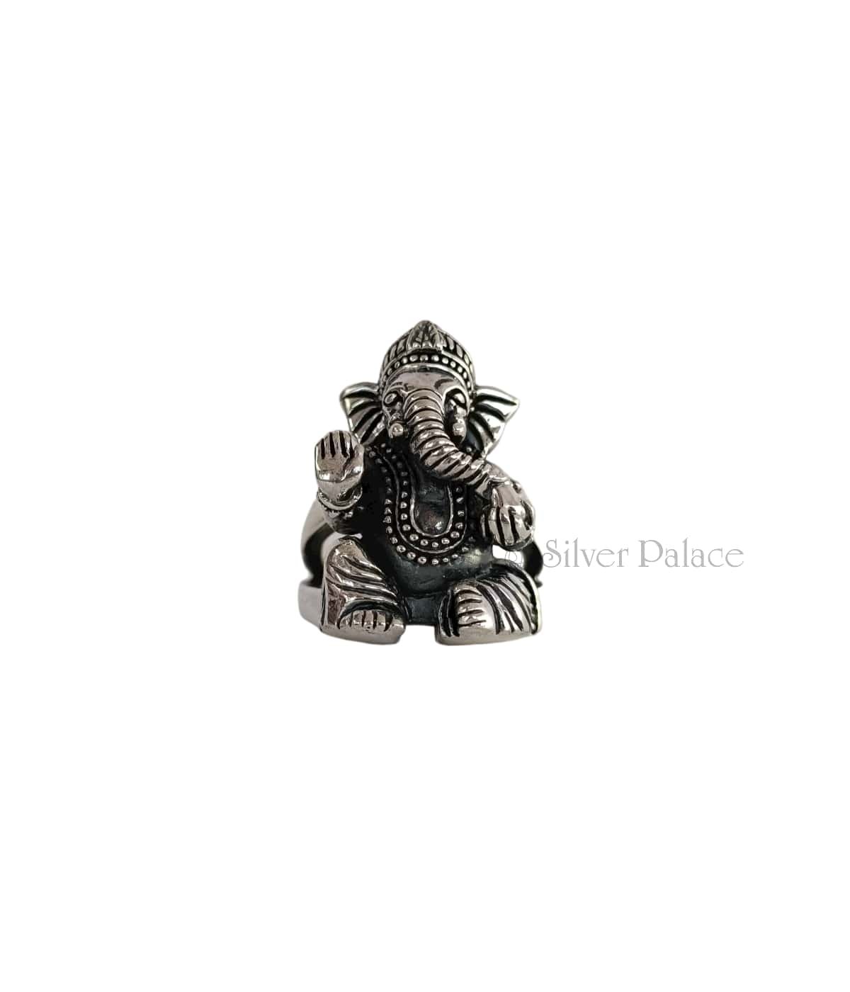 92.5 OXIDISED SILVER RELAXING LORD GANESH FINGER RING FOR MEN