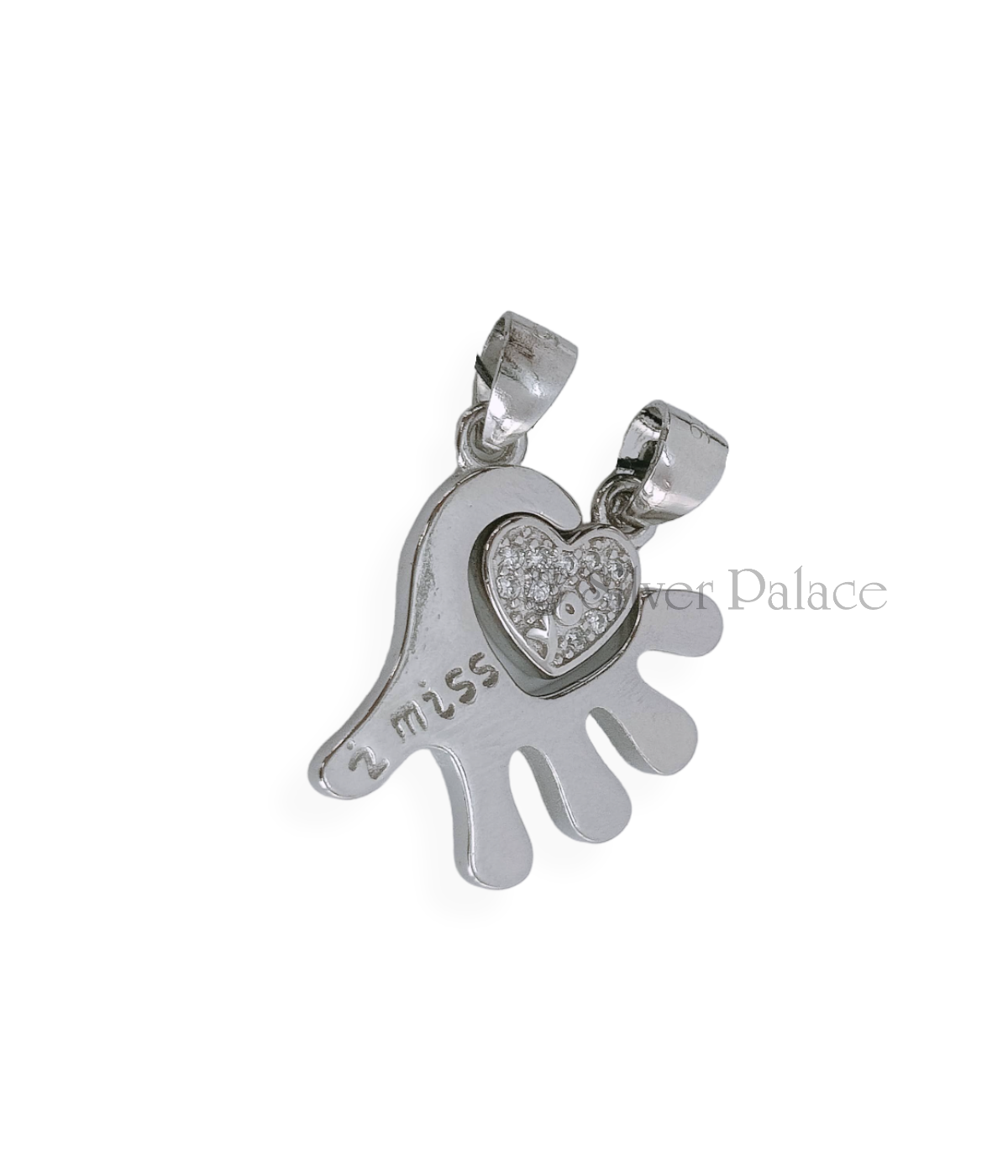 STERLING SILVER HAND AND HEART LINK PENDANT