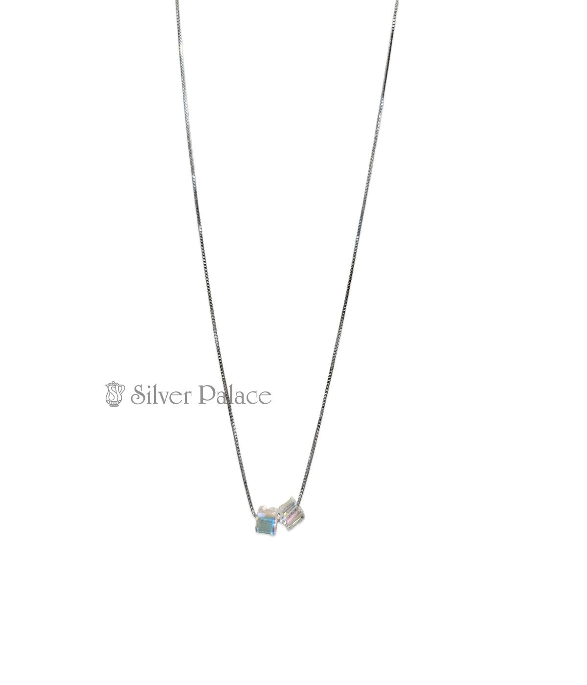 STERLING SILVER DOUBLE CRYSTAL P CHAIN