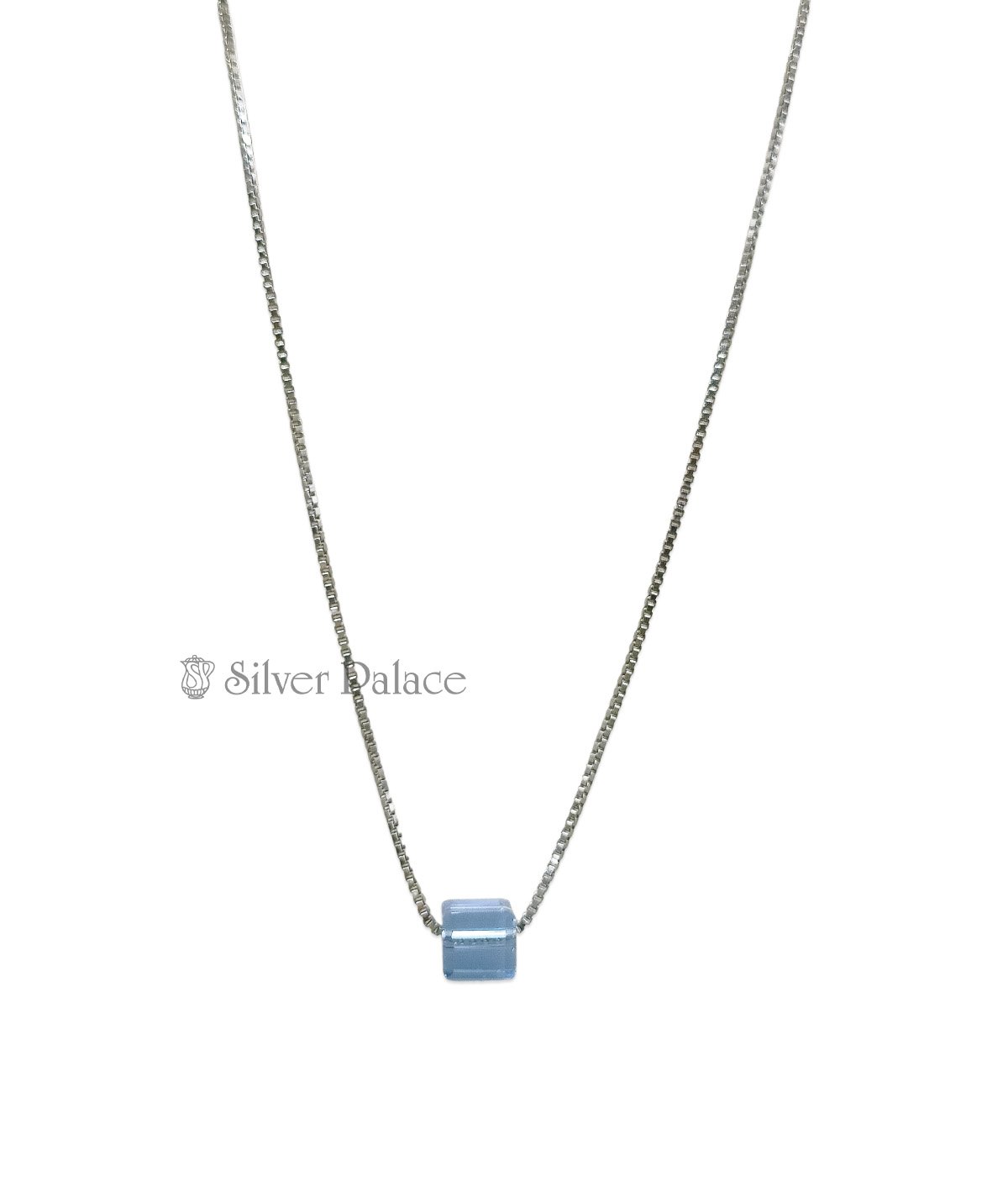 STERLING SILVER SINGLE BLUE CRYSTAL LW CHAIN