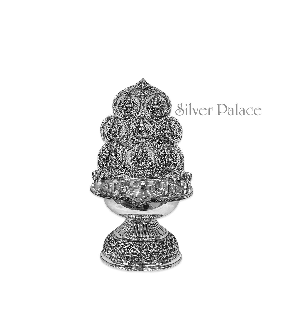 Oxidised Silver Astalakshmi Lamp In Silver Silver Palace