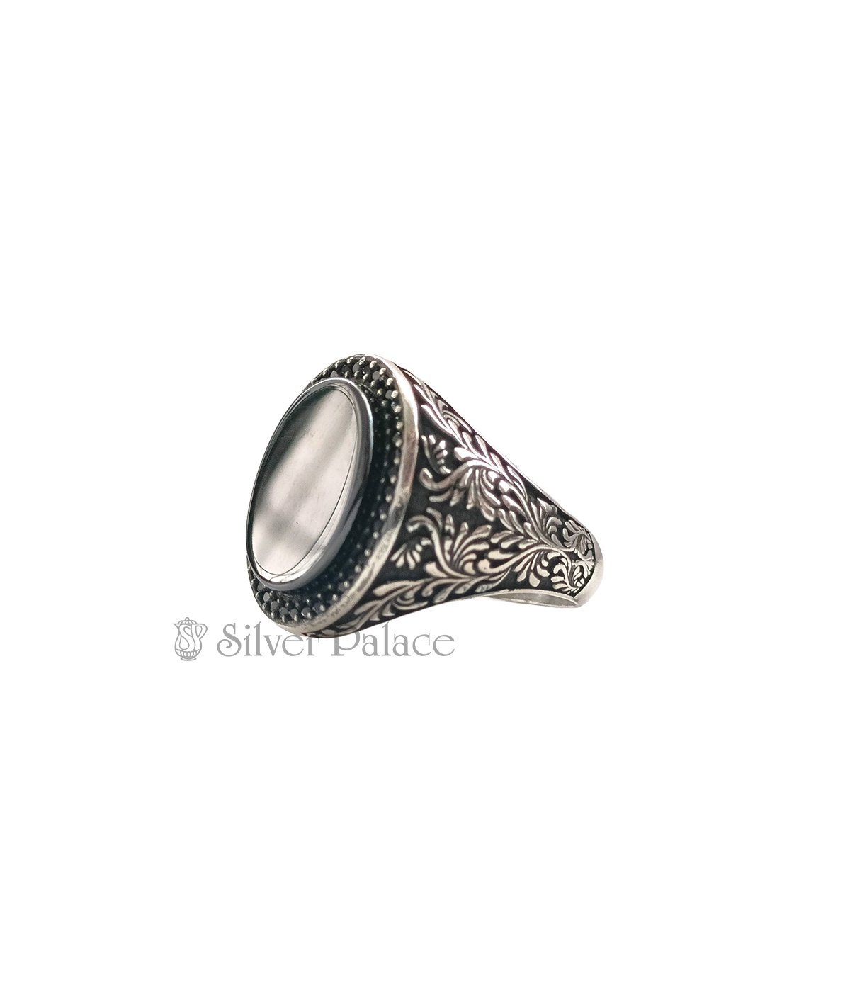 STERLING SILVER MENS RING WITH OVAL GEMSTONE TURKEY