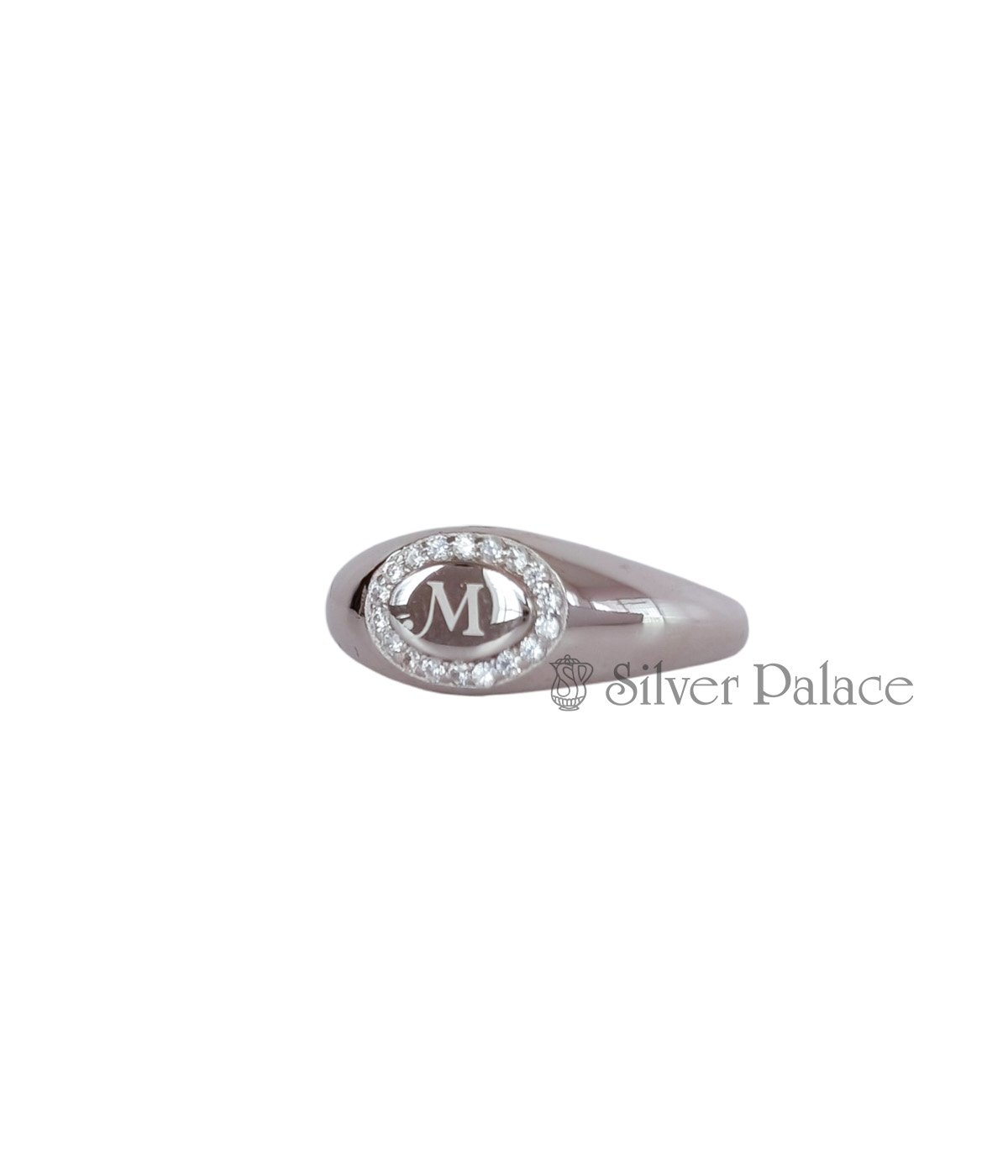 92.5 STERLING SILVER M LETTER STONE RING FOR GIRLS