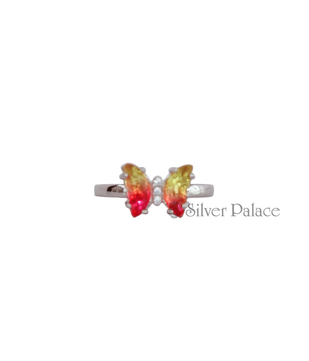 STERLING SILVER DUO COLOR BLENDED BUTTERFLY STONE RING
