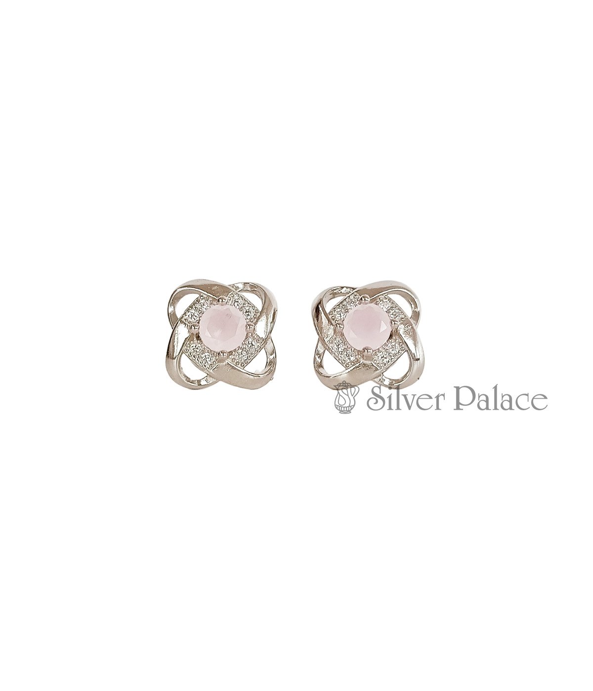 STERLING SILVER PINK STONE STUDS