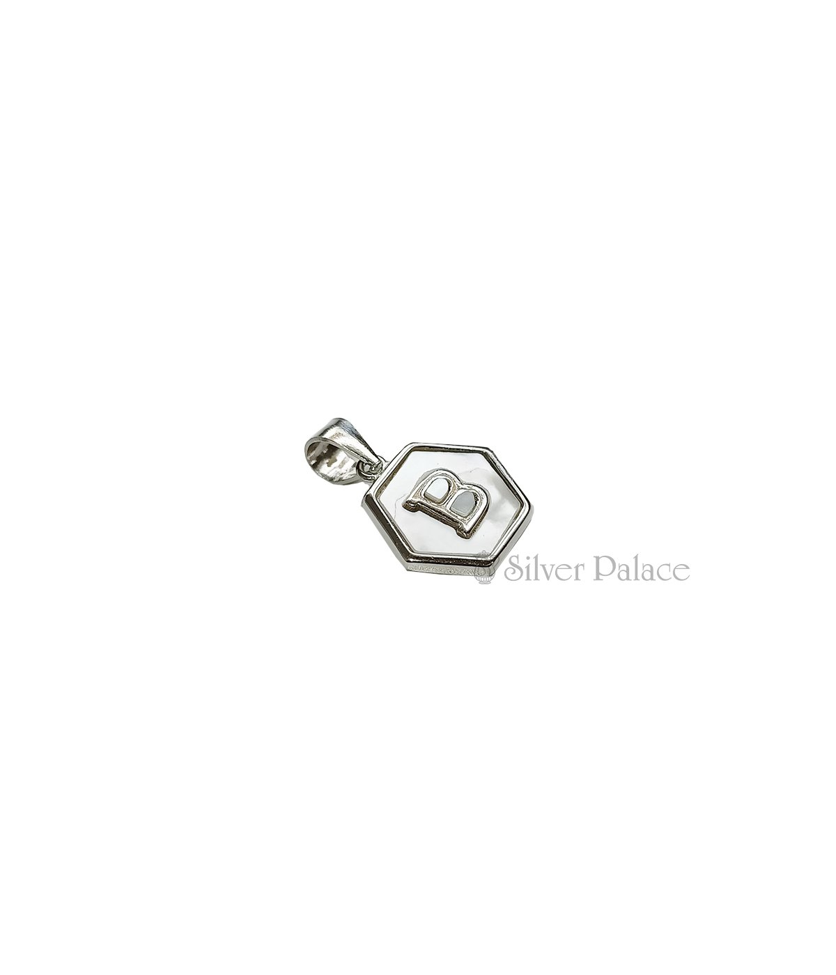 92.5 Sterling Silver Initial Letter B Pendant - Silver Palace