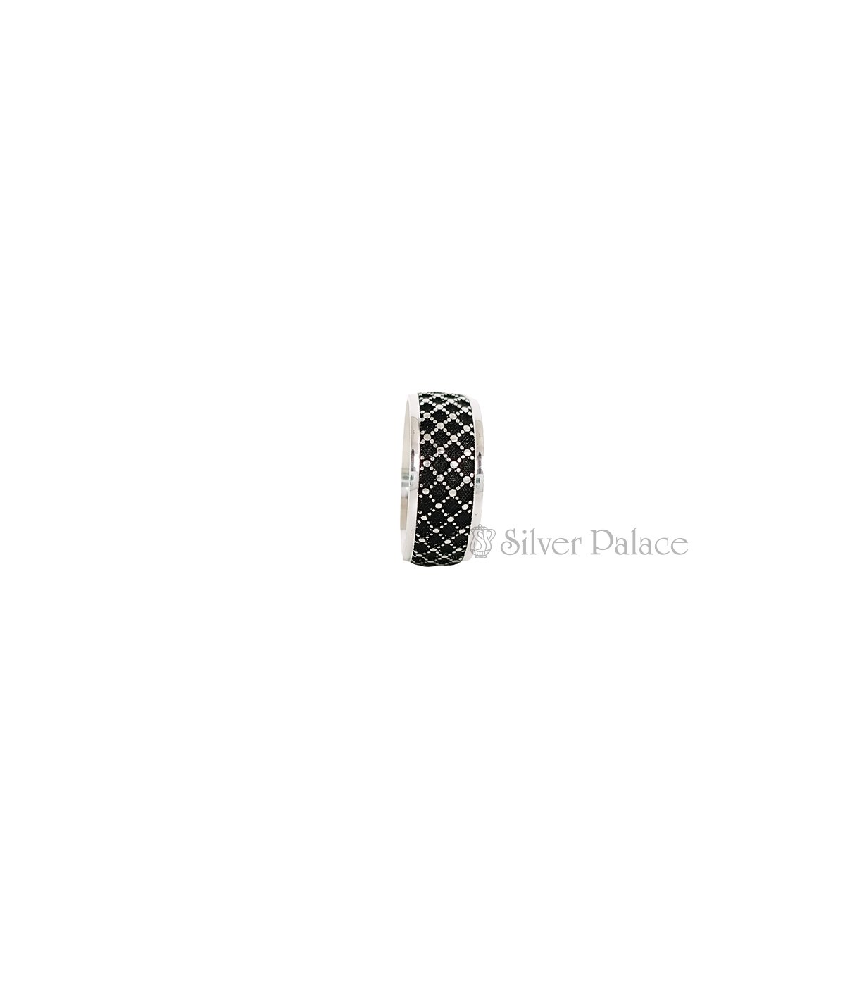 OXIDISED SILVER DOTTED PATTERN THUMB RING FOR MEN