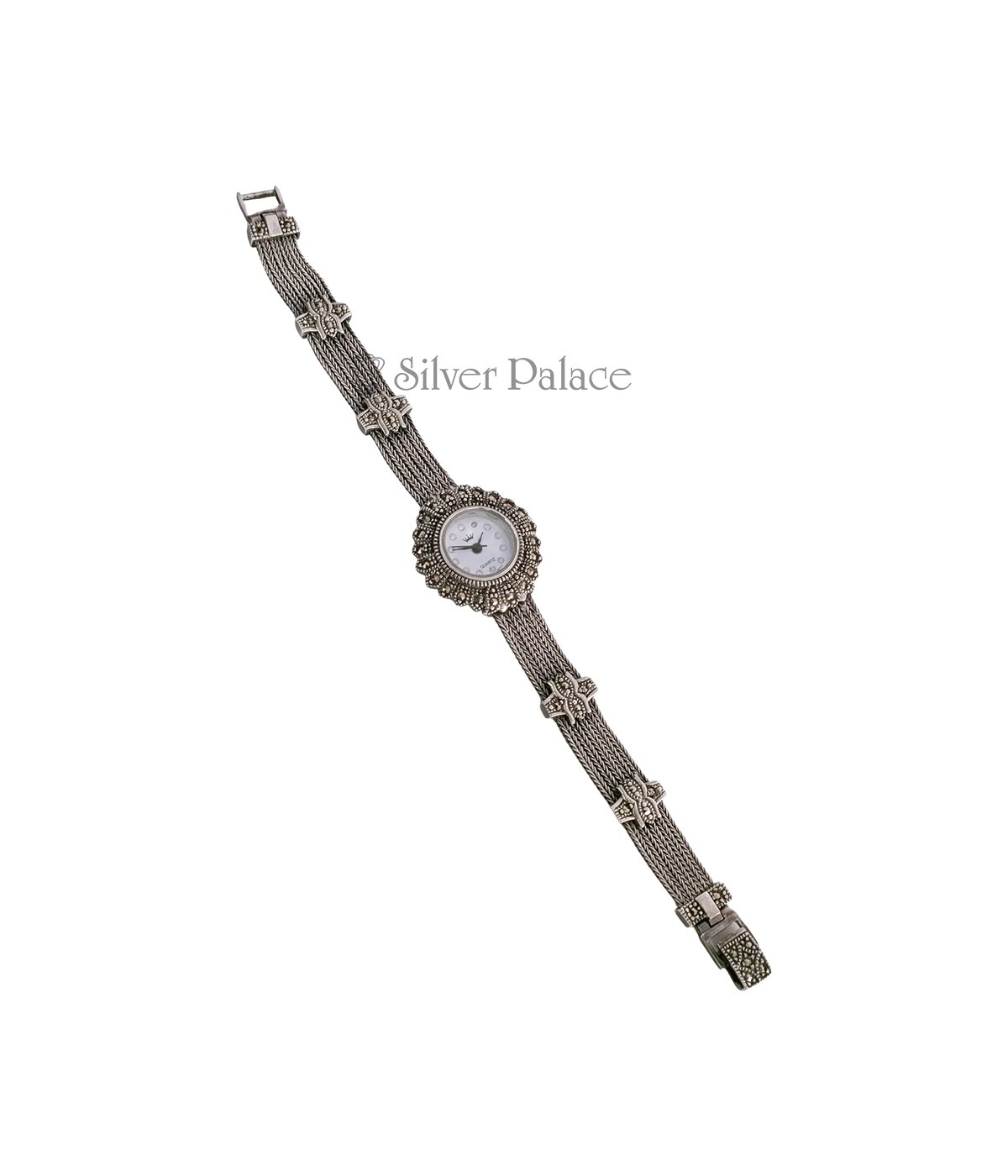 OXIDISED SILVER FLORAL STYLE DIAL CHAIN TYPE WATCHES