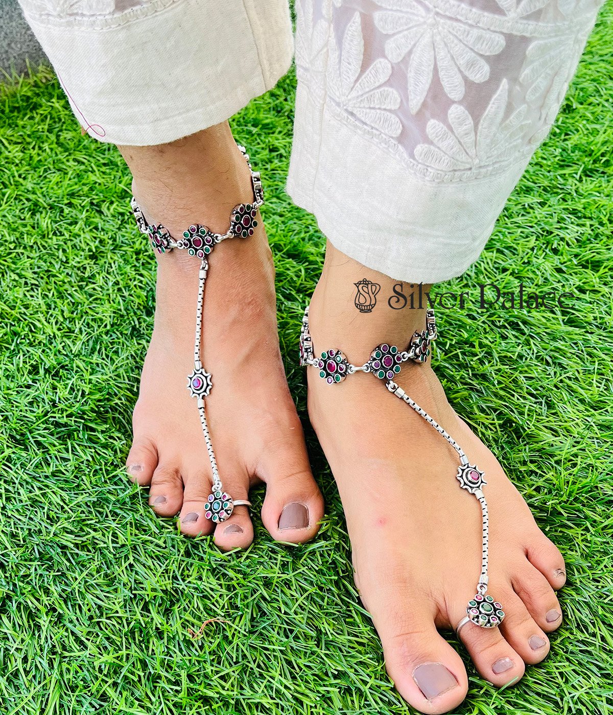 92.5 ANTIQUE OXIDISED SILVER ANKLETS