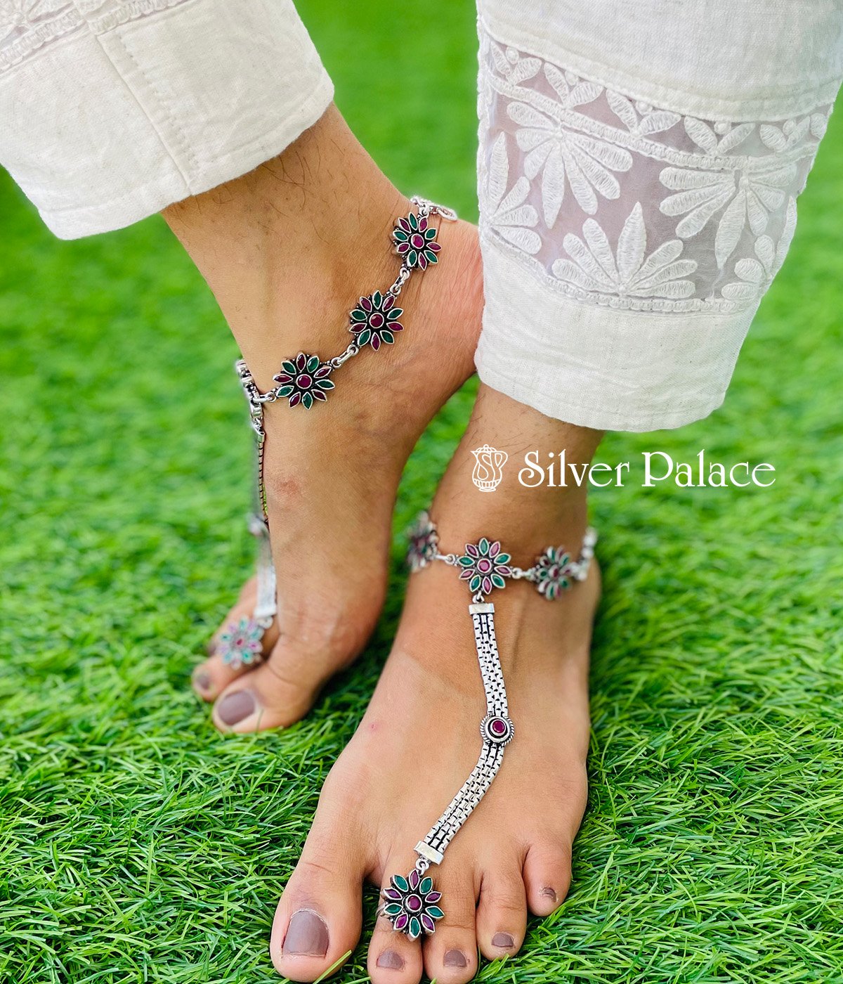 92.5 SILVER RUBY ANKLET FOR WOMEN & GIRLS