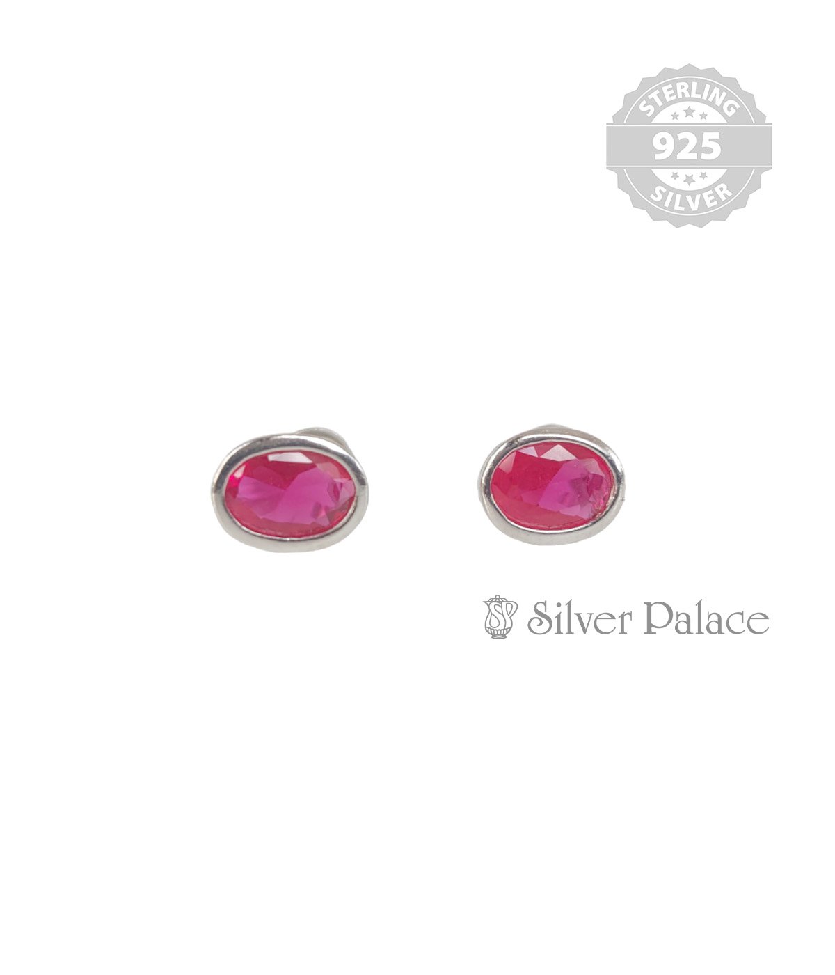 92.5 STERLING SILVER ROUND SHAPE PINK STONE STUD
