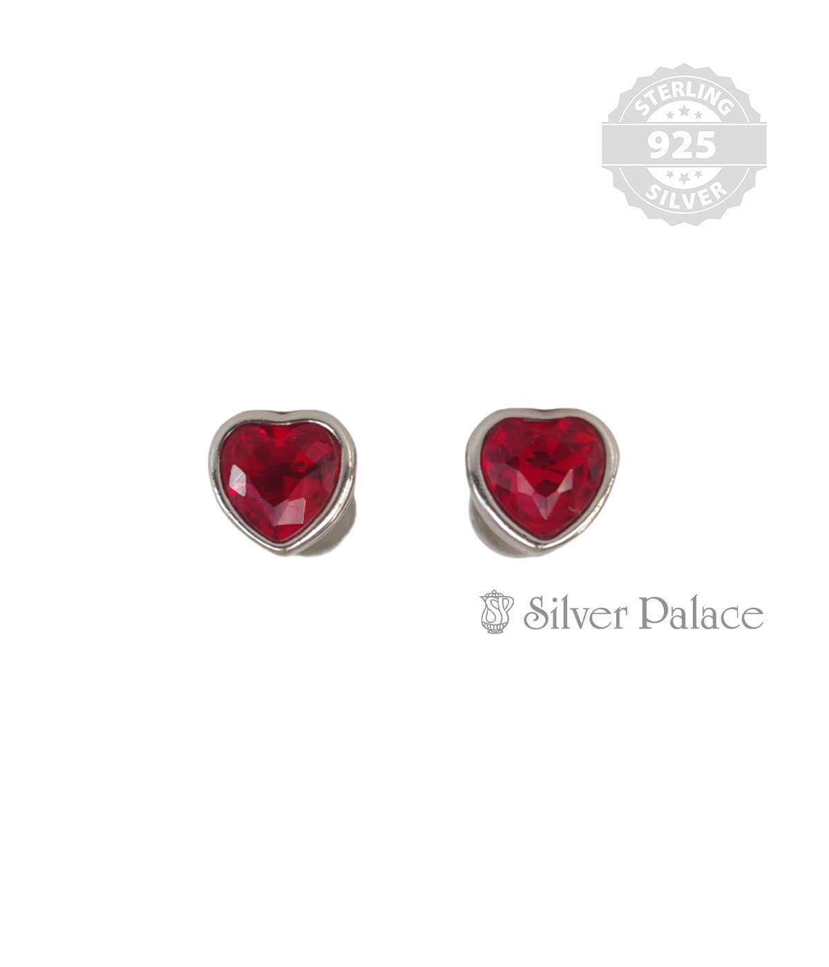92.5 STERLING SILVER ROUND SHAPE RED STONE STUD