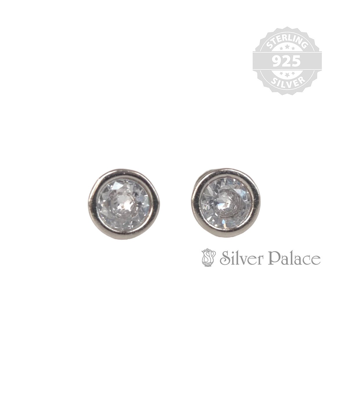 92.5 STERLING SILVER SINGLE STONE STUD FOR GIRLS