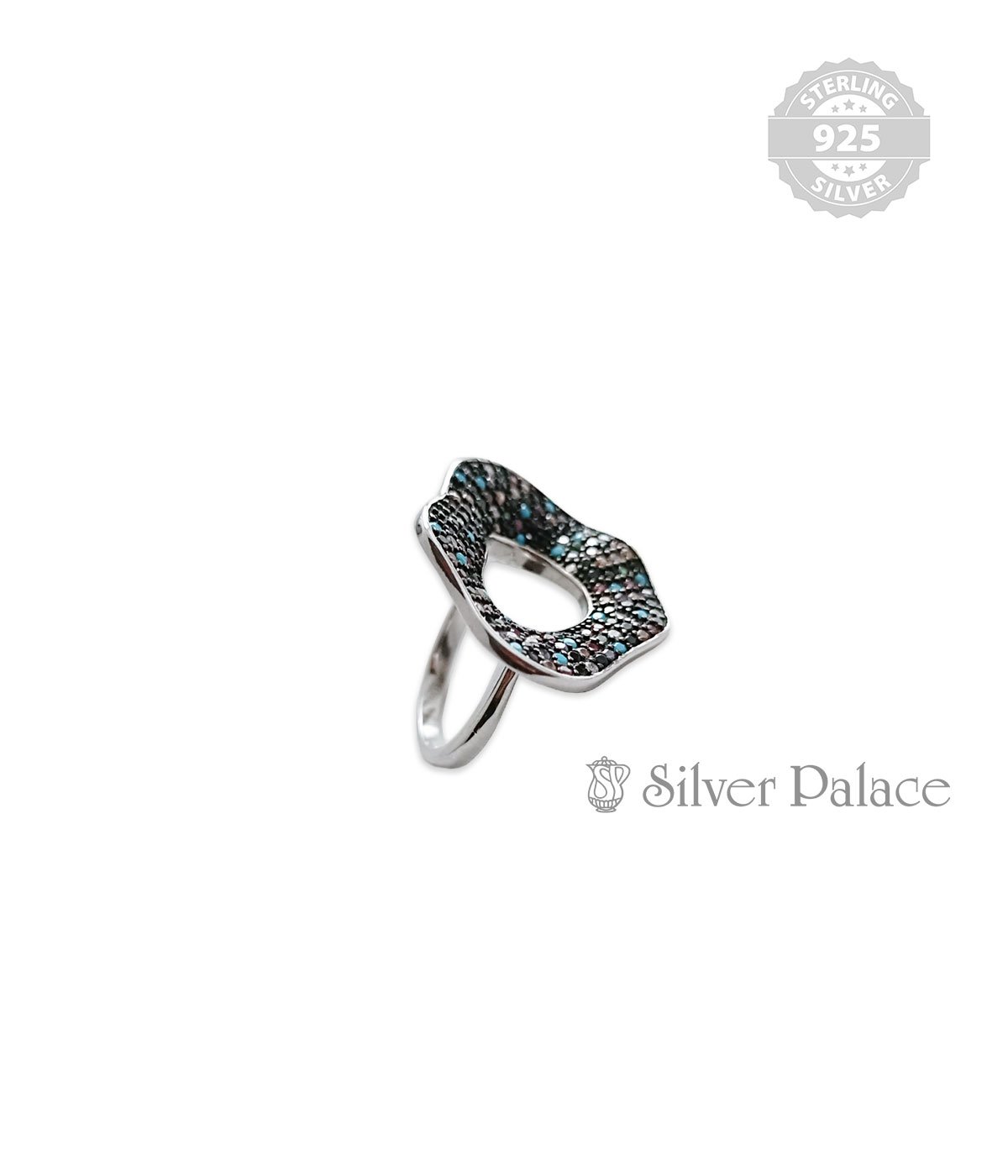 STERLING SILVER MULTICOLOUR STONE FLORAL DESIGN RINGS