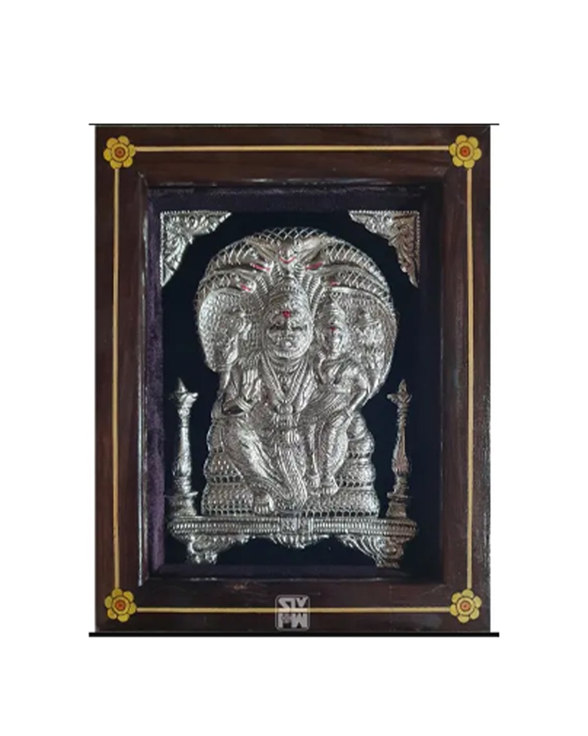 999 Lakshmi Narasimha Silver Artwork Photo Frame - Silver Palace