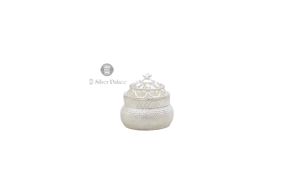 92.5 Silver Self Design Hand Crafted Kum Kum Box For Wedding Card ...
