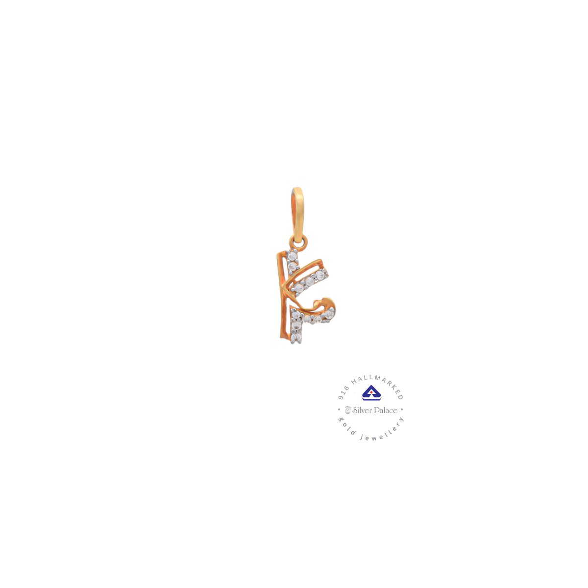 Kanche Collections Gold 916 Purity K Letter Pendant With Cz Stone