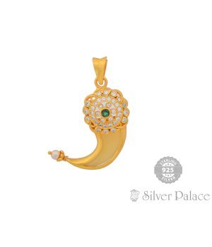 Silver Anite Collection Gold Polished Single Tiger Nail Pendant