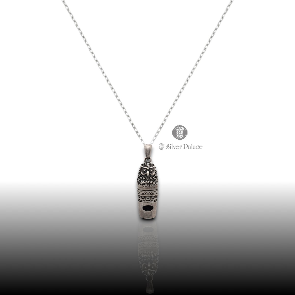 925 Oxidised Silver Owl Whistle Turk Pendant For Men Maan