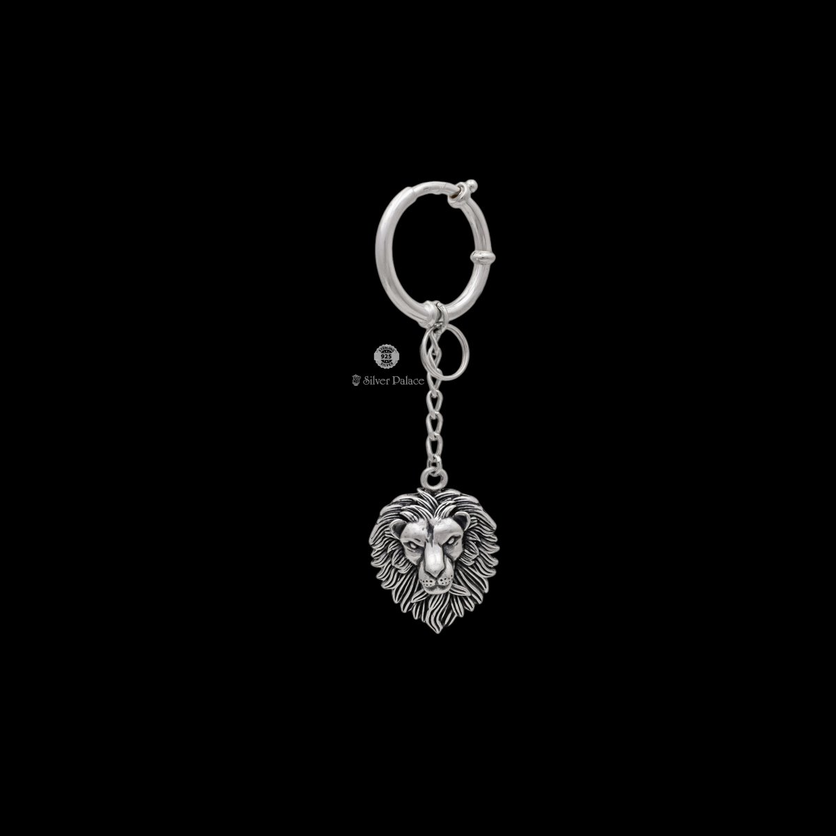 925 Oxidised Silver Lion Face Key Chain For Perfect For Keys - Silver ...