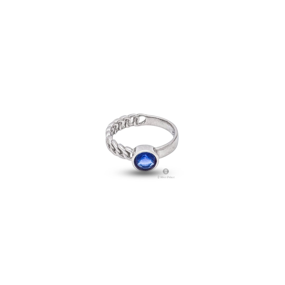 925 Sterling Silver Chain Type Blue Stone Rashi Ring For Men And Women