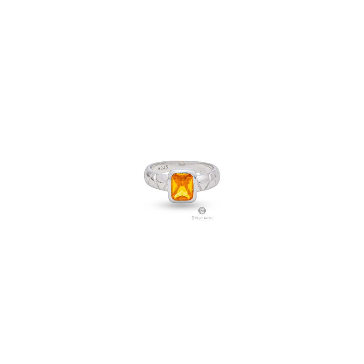 925 Sterling Silver Square Type Yellow Stone Rashi Ring For Unisex ...